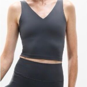 EUC Size L Athleta Black Transcend V-Neck Crop Bra Dark Rinse color